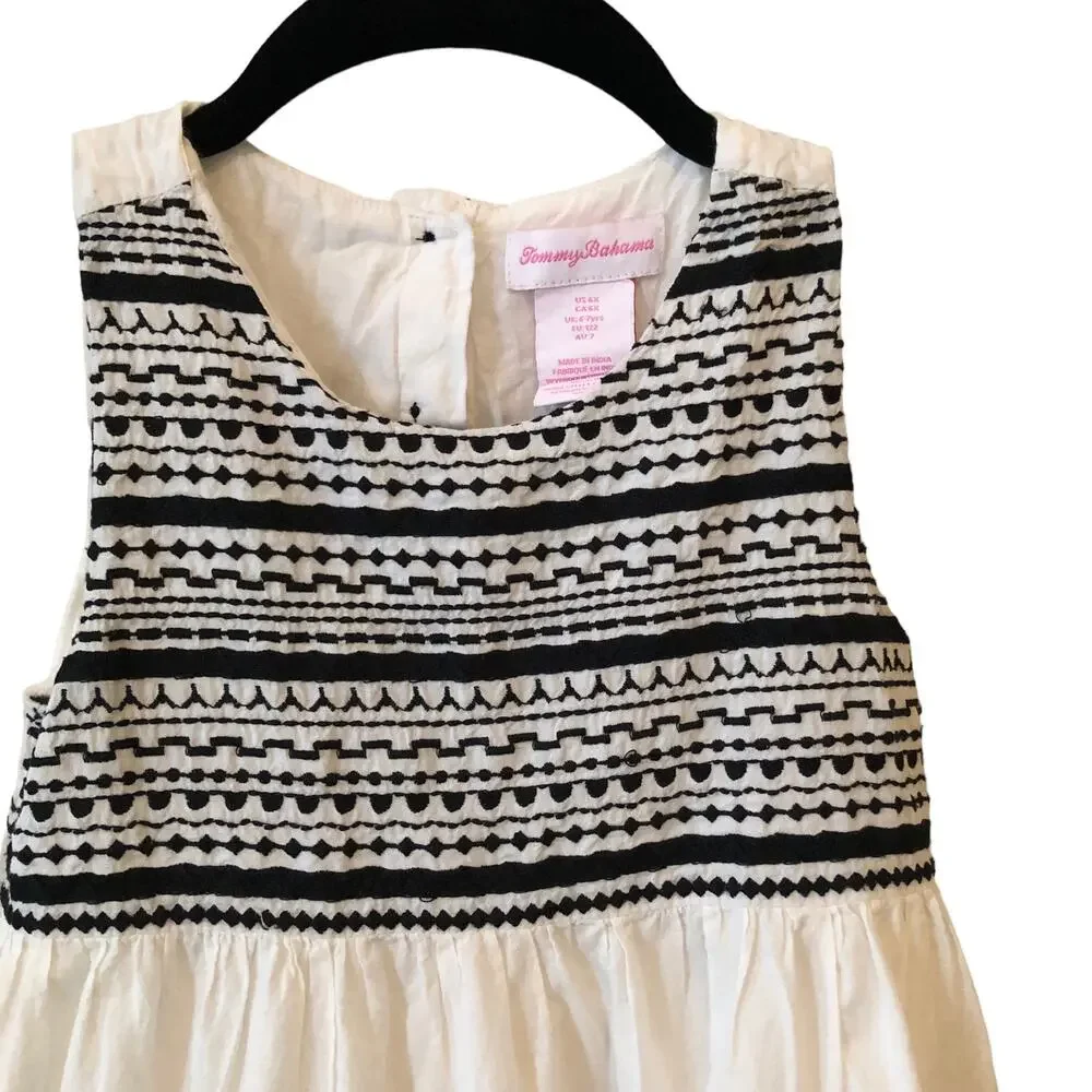 Tommy Bahama Girl White & Black Sleeveless Dress Size 6x